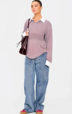 PrettyLittleThing Christmas Shop*Low Rise Seam Detail Wide Leg Jeans