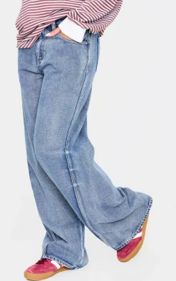 PrettyLittleThing Christmas Shop*Low Rise Seam Detail Wide Leg Jeans