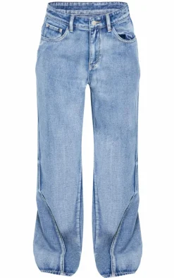 PrettyLittleThing Christmas Shop*Low Rise Seam Detail Wide Leg Jeans