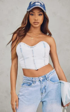 PrettyLittleThing Corsets*Seam Detail Denim Corset
