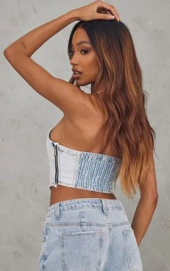 PrettyLittleThing Corsets*Seam Detail Denim Corset
