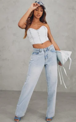PrettyLittleThing Corsets*Seam Detail Denim Corset