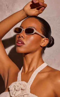 PrettyLittleThing Sunglasses*A.KJÆRBEDE Milky Brown Lens Rounded Sunglasses