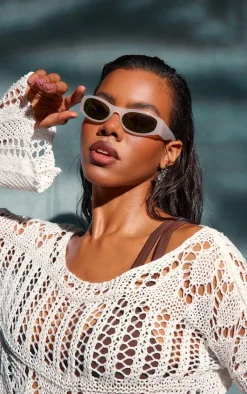 PrettyLittleThing Visor Sunglasses*A.KJÆRBEDE Milky Green Lens Visor Sunglasses