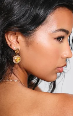 PrettyLittleThing Statement Earrings*Heart Jewel Statement Stud Earrings