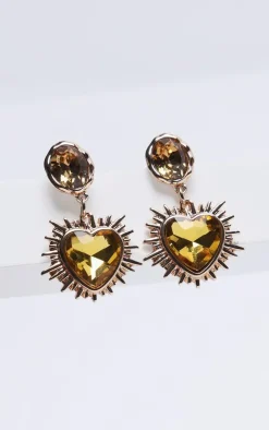 PrettyLittleThing Statement Earrings*Heart Jewel Statement Stud Earrings