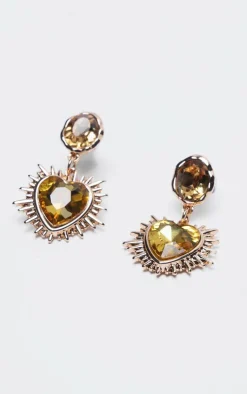 PrettyLittleThing Statement Earrings*Heart Jewel Statement Stud Earrings