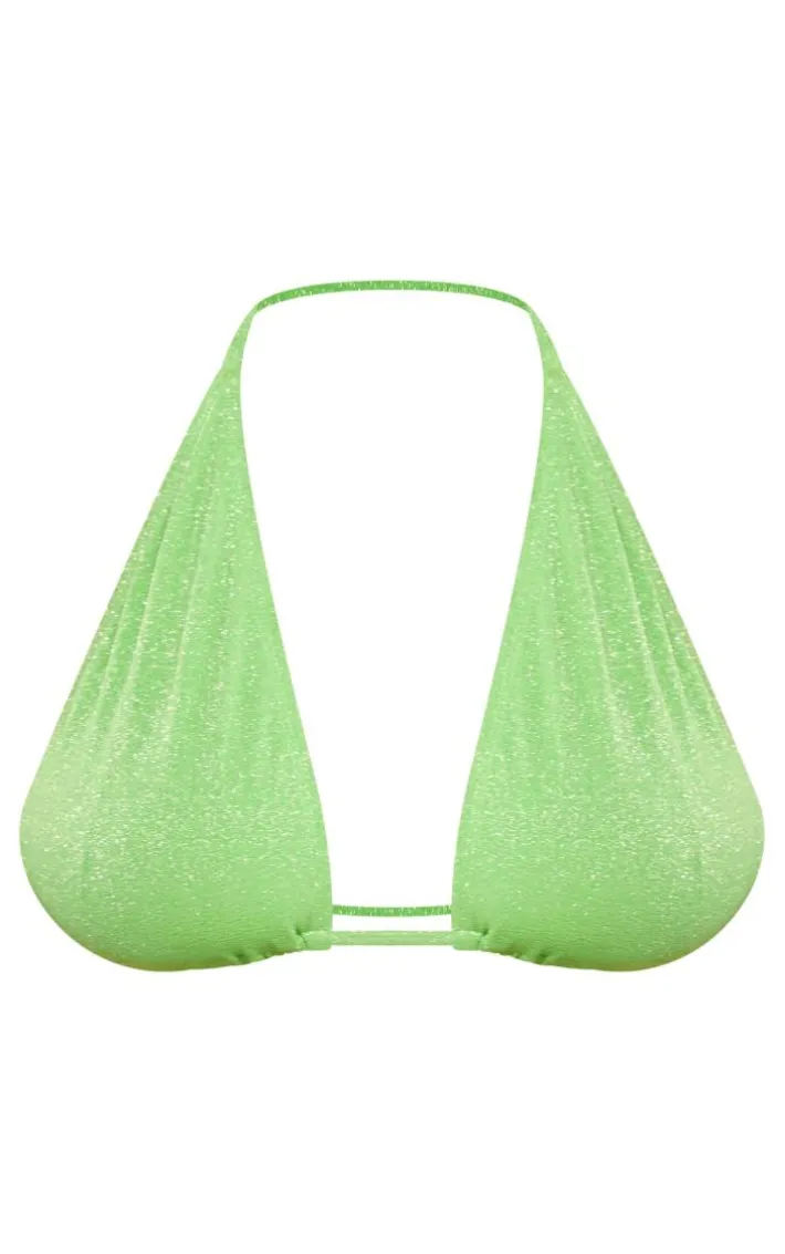 Apple Green Glitter Fuller Bust Triangle Bikini Top