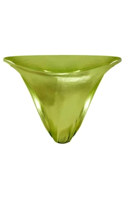 Apple Green Metallic Tanga Bikini Bottoms