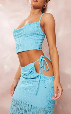 Best PrettyLittleThing Crochet Look Low Rise Midaxi Skirt Aqua
