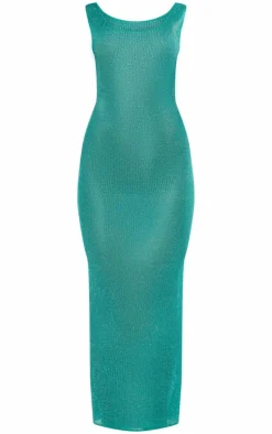 Glitter Sheer Scoop Neck Maxi Dress-PrettyLittleThing Outlet