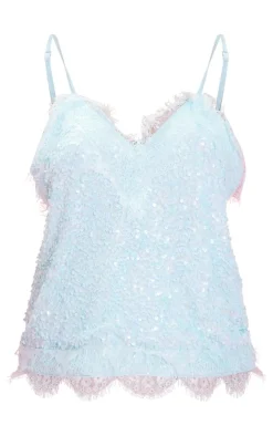 PrettyLittleThing Camisole*Lace Sequin Mix Cami Top