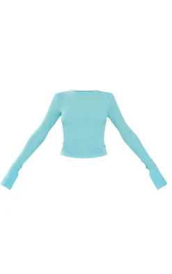 Discount PrettyLittleThing Soft Rib Low Waist Micro Mini Skirt Aqua