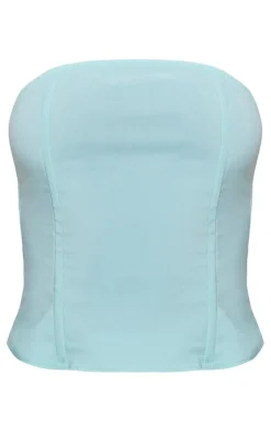 New PrettyLittleThing Stretch Woven Bandeau Corset Aqua