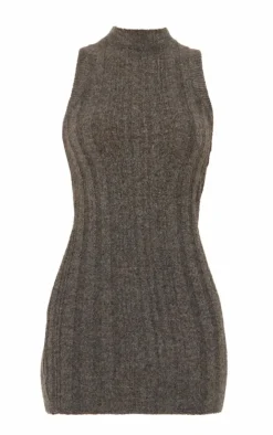 High Neck Knit Mini Dress-PrettyLittleThing New