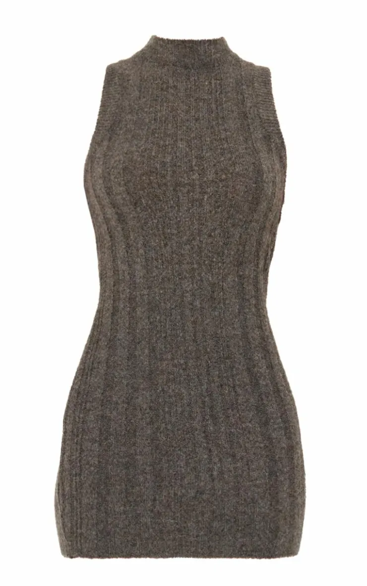 High Neck Knit Mini Dress-PrettyLittleThing New