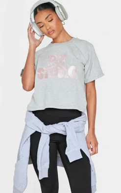 PrettyLittleThing T-Shirts*Contrast Embroidered Studio Print Sweat Top