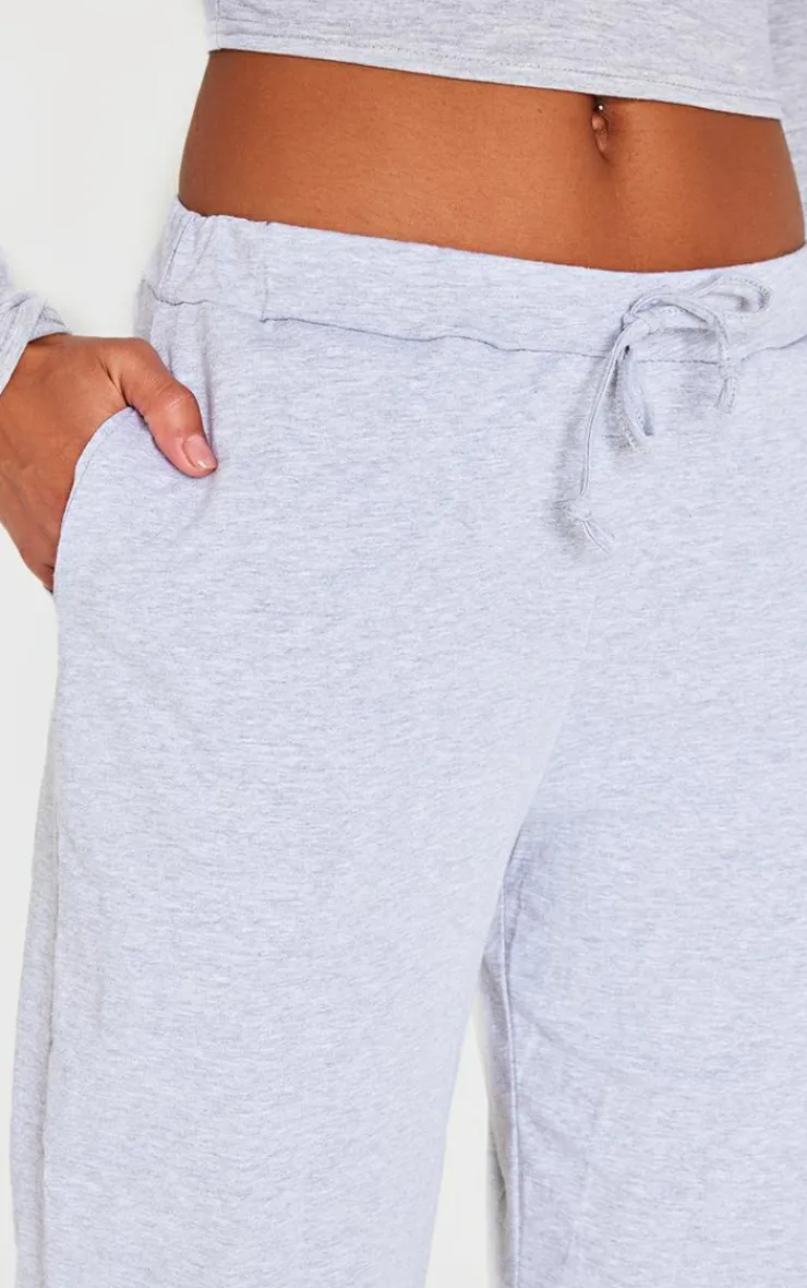 Outlet PrettyLittleThing Cotton Jersey Wide Leg Pants Ash Grey
