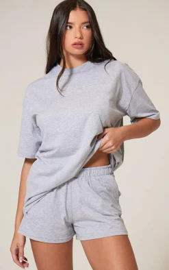 Online PrettyLittleThing Cotton Oversized Boxy T-shirt Ash Grey