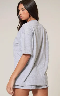 Online PrettyLittleThing Cotton Oversized Boxy T-shirt Ash Grey