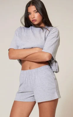 Clearance PrettyLittleThing Cotton Oversized Boxy Shorts Ash Grey
