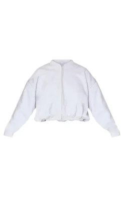 Outlet PrettyLittleThing Drawcord Waist Cropped Zip Up Sweatshirt Ash Grey