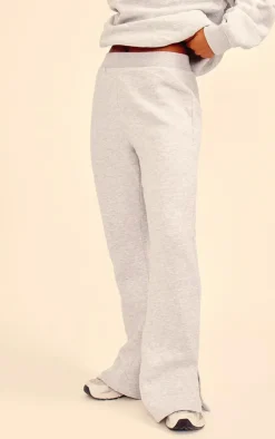 Hot PrettyLittleThing Flared Split Hem Sweatpants Ash Grey
