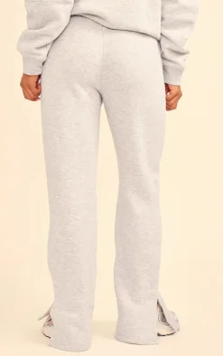 Hot PrettyLittleThing Flared Split Hem Sweatpants Ash Grey