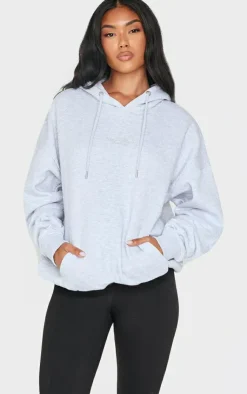 Best PrettyLittleThing Graphic Oversized Sweat Hoodie Ash Grey