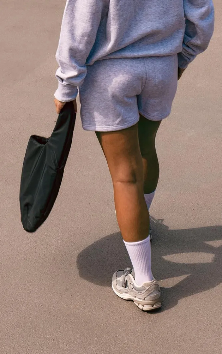 New PrettyLittleThing Graphic Sweat Short Ash Grey
