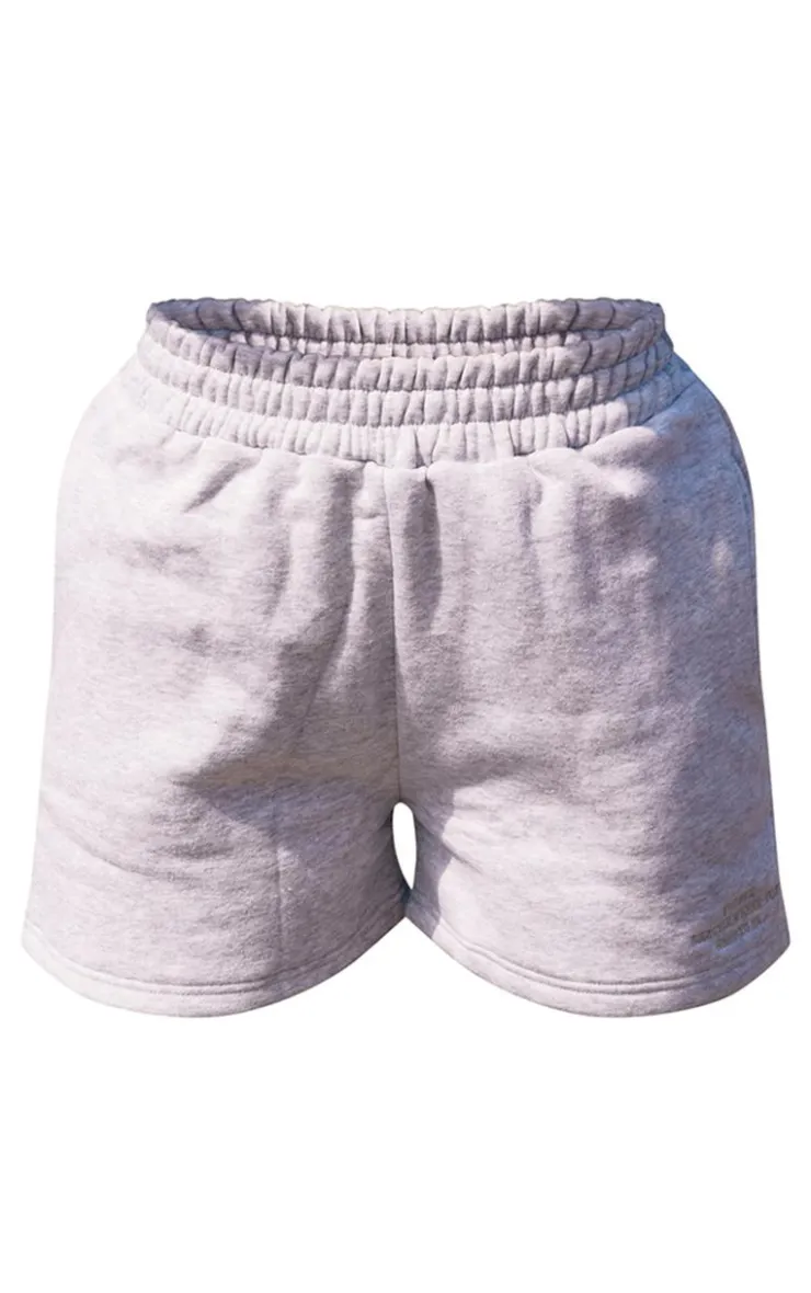 New PrettyLittleThing Graphic Sweat Short Ash Grey