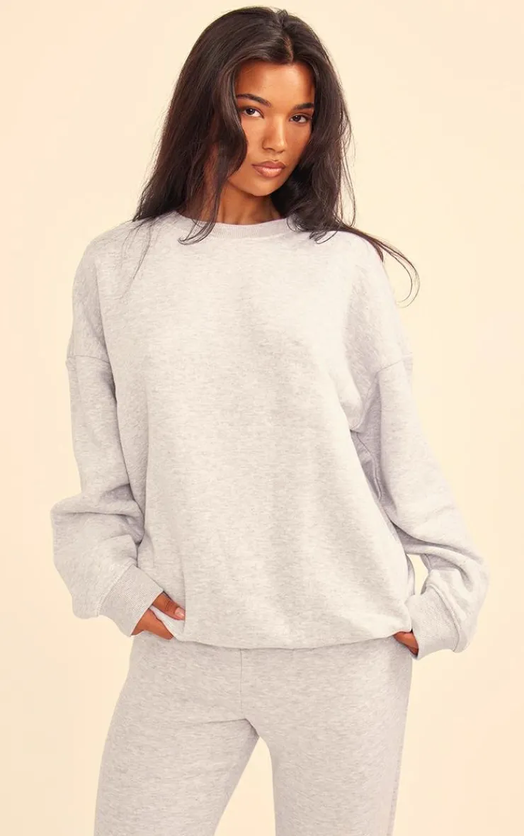 PrettyLittleThing Longline Oversized Sweatshirt Ash Grey
