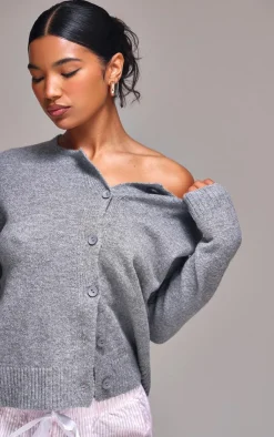 PrettyLittleThing Cardigans*Melange Soft Knit Basic Button Up Cardigan