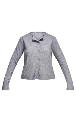 PrettyLittleThing Cardigans*Melange Soft Knit Basic Button Up Cardigan