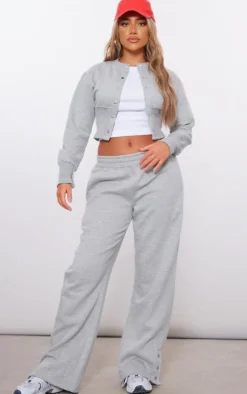 New PrettyLittleThing Mid Rise Wide Leg Sweatpants Ash Grey