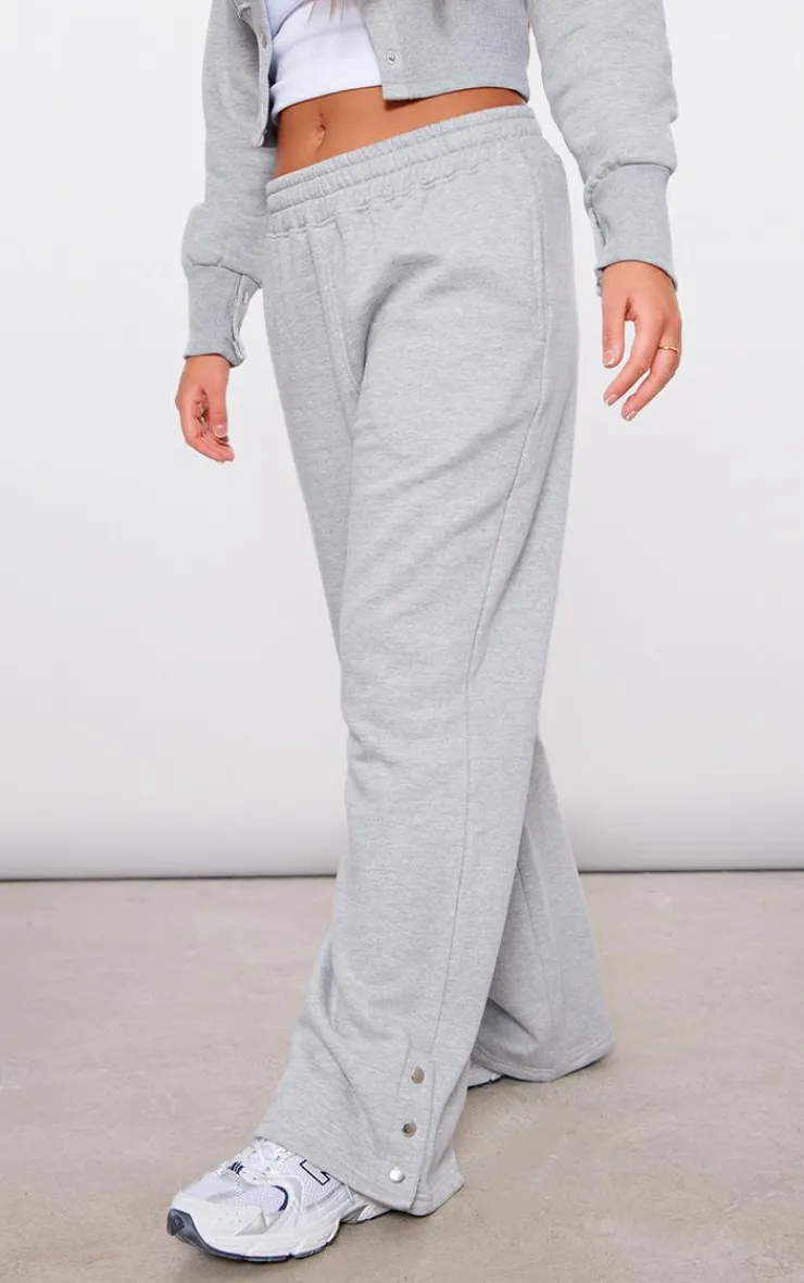 New PrettyLittleThing Mid Rise Wide Leg Sweatpants Ash Grey