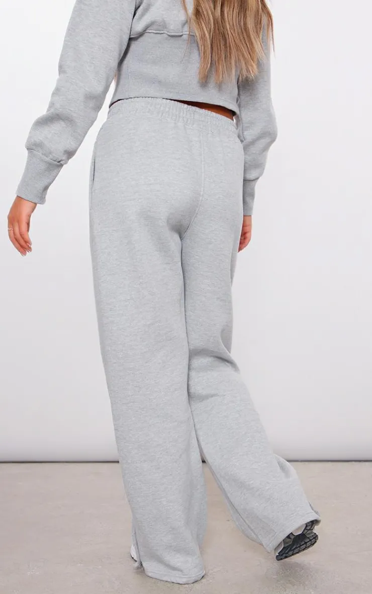 New PrettyLittleThing Mid Rise Wide Leg Sweatpants Ash Grey