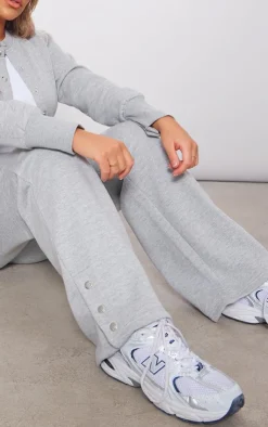 New PrettyLittleThing Mid Rise Wide Leg Sweatpants Ash Grey