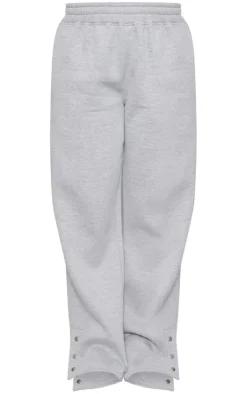 New PrettyLittleThing Mid Rise Wide Leg Sweatpants Ash Grey