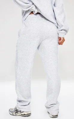 PrettyLittleThing Oversized Contrast Piping Straight Leg Sweatpants Ash Grey