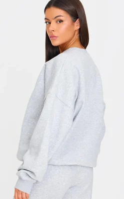 Outlet PrettyLittleThing Oversized Long Sleeve Sweatshirt Ash Grey