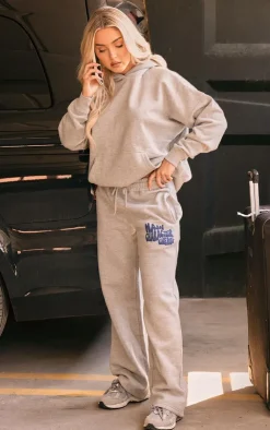 Online PrettyLittleThing Oversized Main Character Energy Puff Print Wide Leg Sweatpants Ash Grey