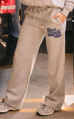 Online PrettyLittleThing Oversized Main Character Energy Puff Print Wide Leg Sweatpants Ash Grey