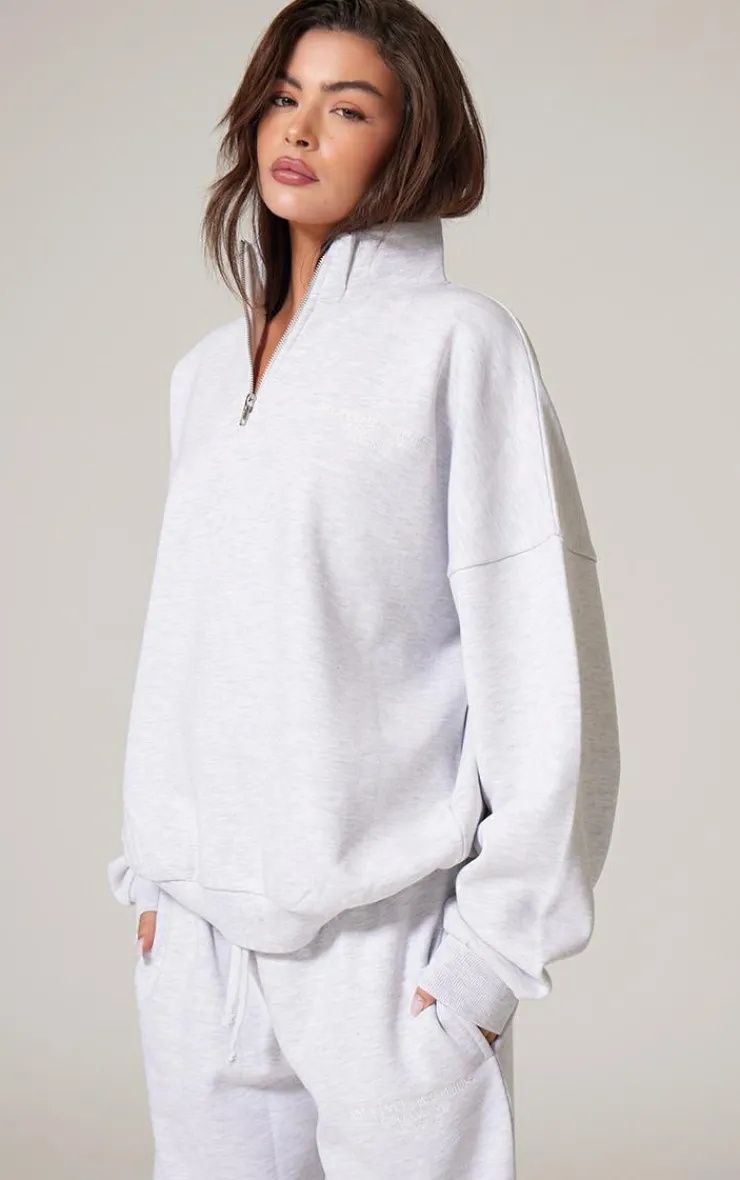PrettyLittleThing Christmas Shop*Premium High Neck Quarter Zip Oversized Sweatshirt