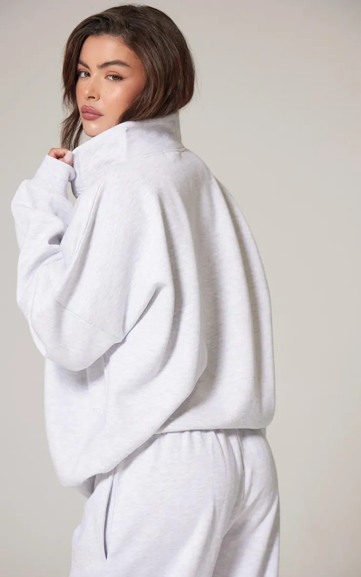 PrettyLittleThing Christmas Shop*Premium High Neck Quarter Zip Oversized Sweatshirt