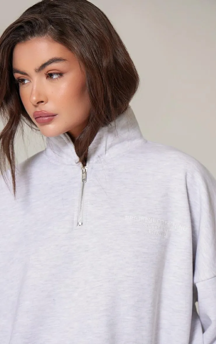 PrettyLittleThing Christmas Shop*Premium High Neck Quarter Zip Oversized Sweatshirt