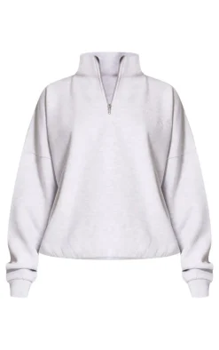 PrettyLittleThing Christmas Shop*Premium High Neck Quarter Zip Oversized Sweatshirt