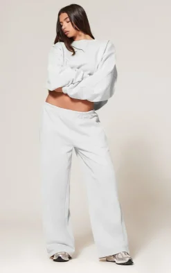 PrettyLittleThing Grey Sweatsuits*Premium Thin Waistband Straight Leg Sweat Sweatpants