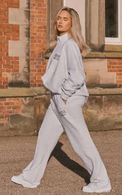 Hot PrettyLittleThing Premium Tonal Print Straight Leg Sweatpants Ash Grey