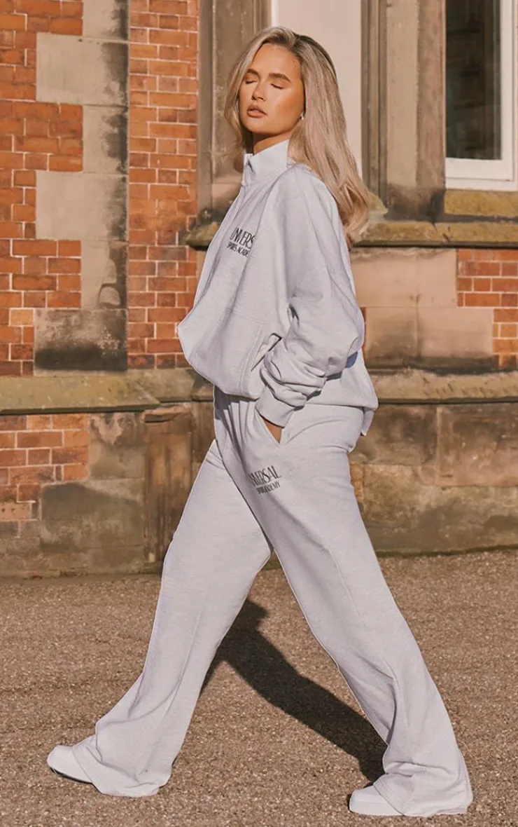 Hot PrettyLittleThing Premium Tonal Print Straight Leg Sweatpants Ash Grey